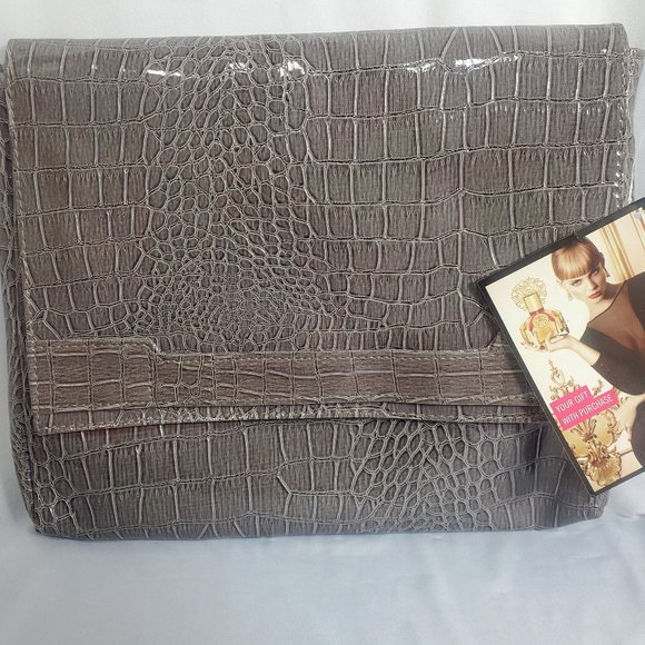 Vince Camuto Promo strapless Clutch Handbag. Gray alligator print NWT - Picture 1 of 15